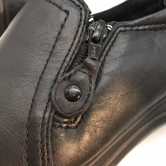 Dr. Scholl's Marci Black Leather Wedge Loafer Women's 9W Side Zip Comfort Shoes - Picture 9 of 10